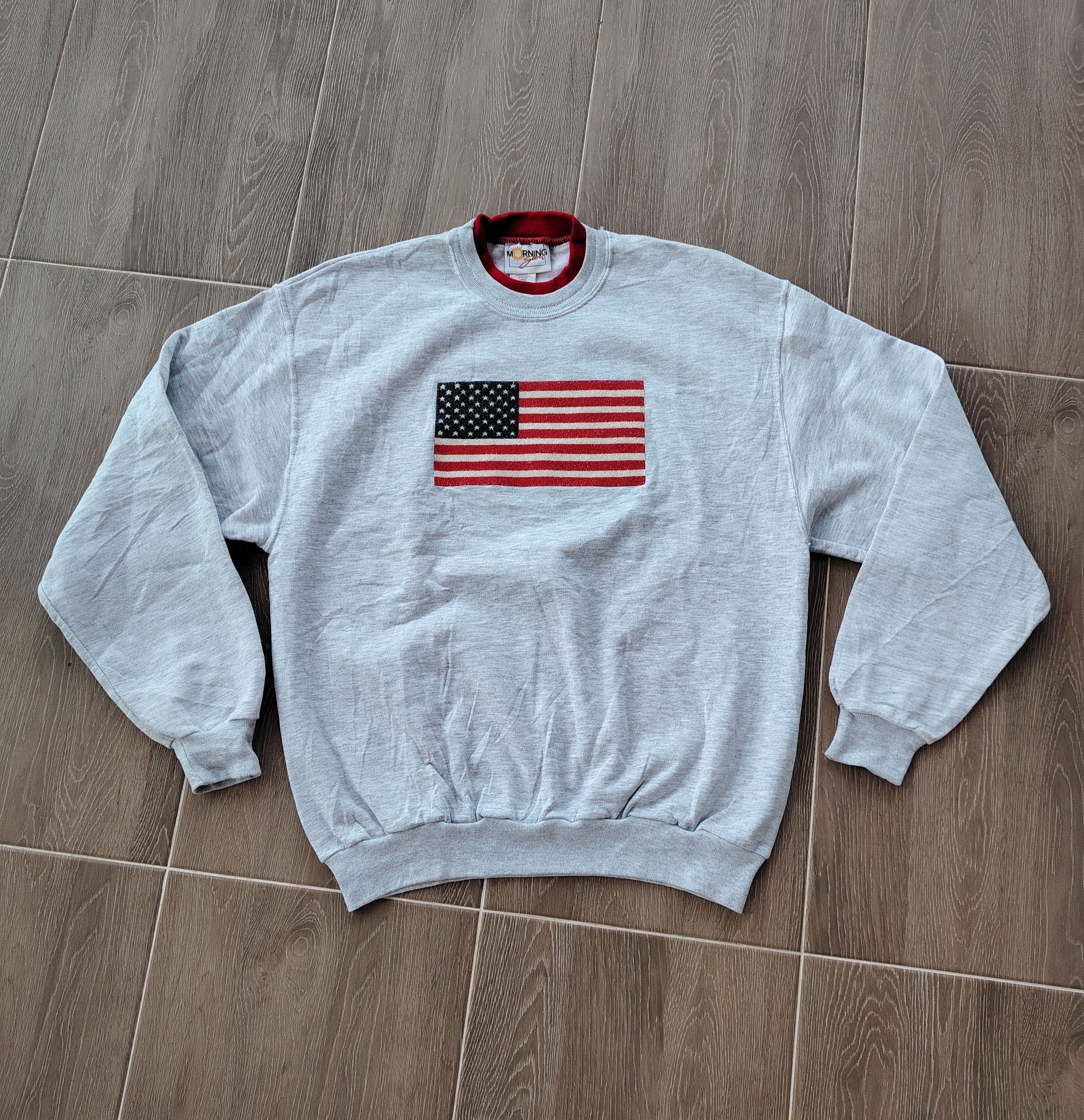 Beauty Beast Vintage Glitter USA Flag Double Neck Sweatshirts Size US L / EU 52-54 / 3 - 1 Thumbnail