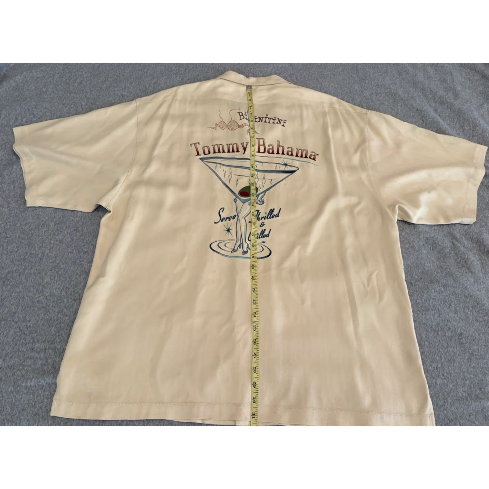 Tommy Bahama Tommy Bahama Silk Embroidered Shirt Bikinitini Cocktail Mens XL Ivory Short Sleeve Button-Up Size US XL / EU 56 / 4 - 6 Thumbnail