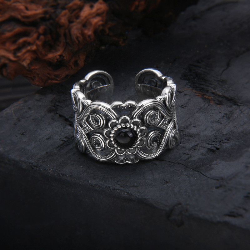 Jewelry Resizable Retro Mongolian Flower Pattern Ring Size ONE SIZE - 1 Thumbnail