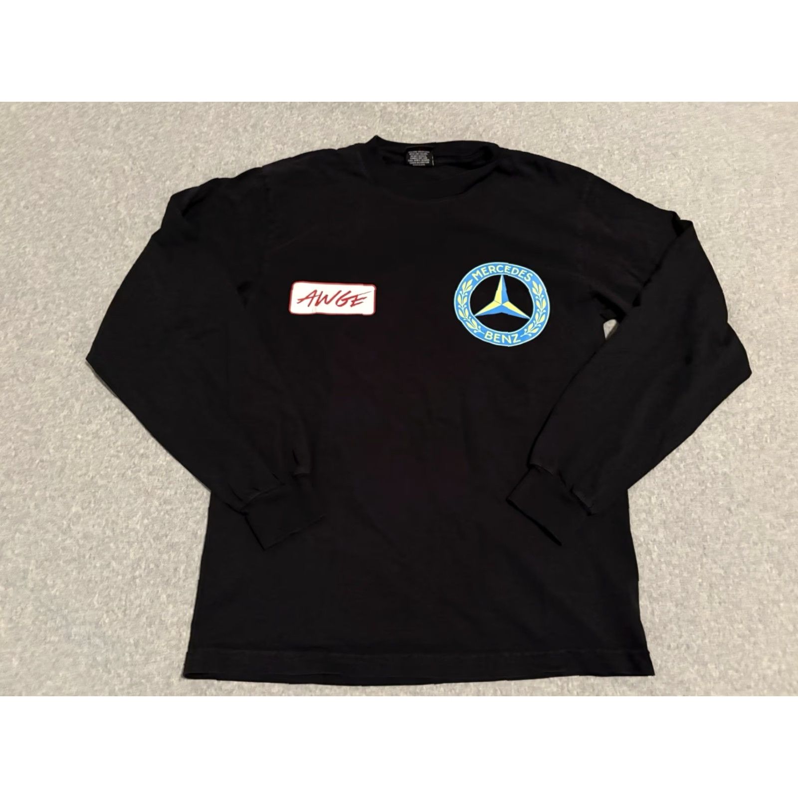 AWGE AWGE Mercedes Benz ASAP Rocky Long Sleeve Crew Neck Tee Shirt Mens Small Black Cotton United States Made in USA Size US S / EU 44-46 / 1 - 3 Thumbnail