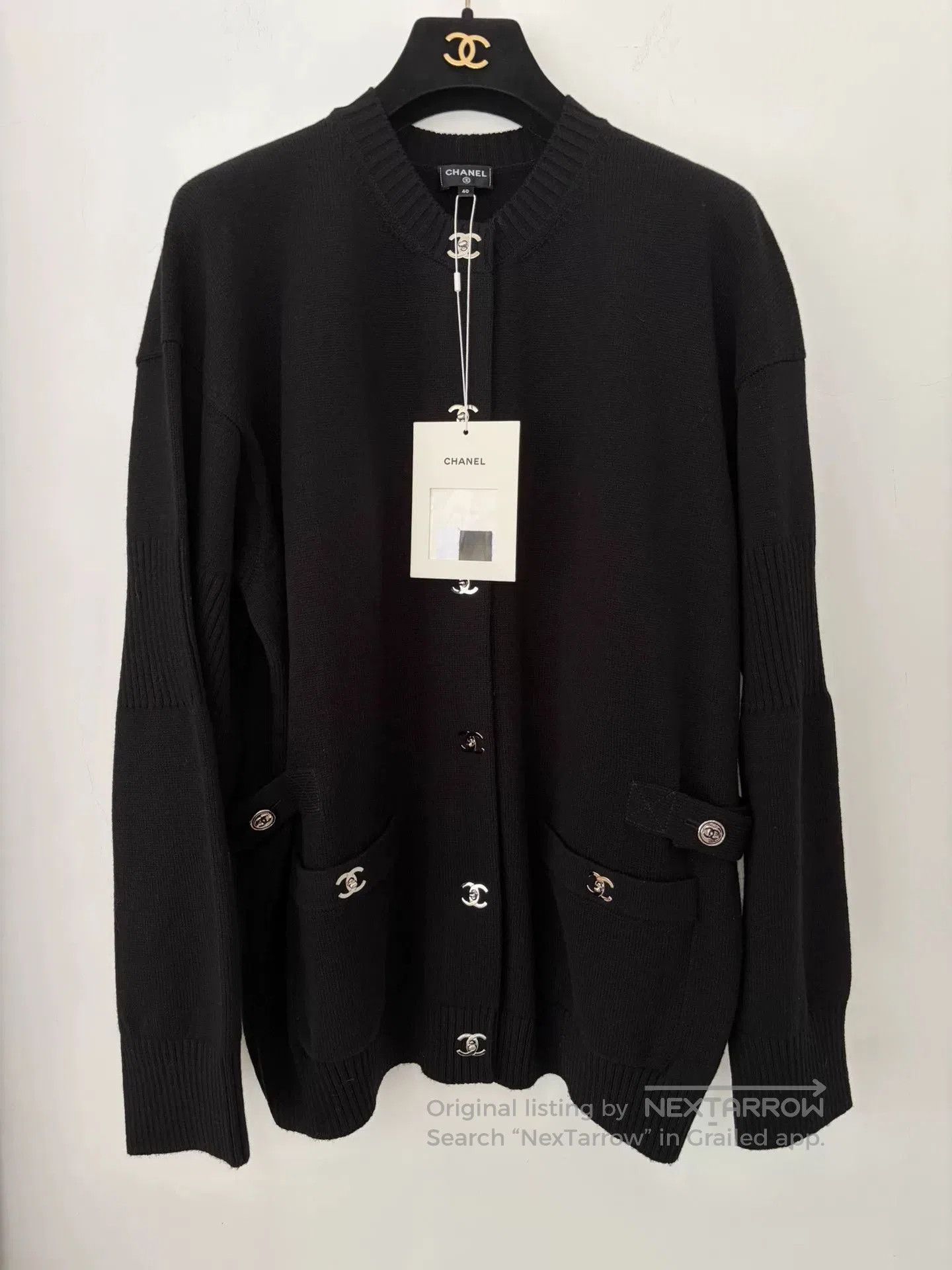 Chanel Chanel Black Knit Backpack Buckle Cardigan. Size US XL / EU 56 / 4 - 1 Thumbnail