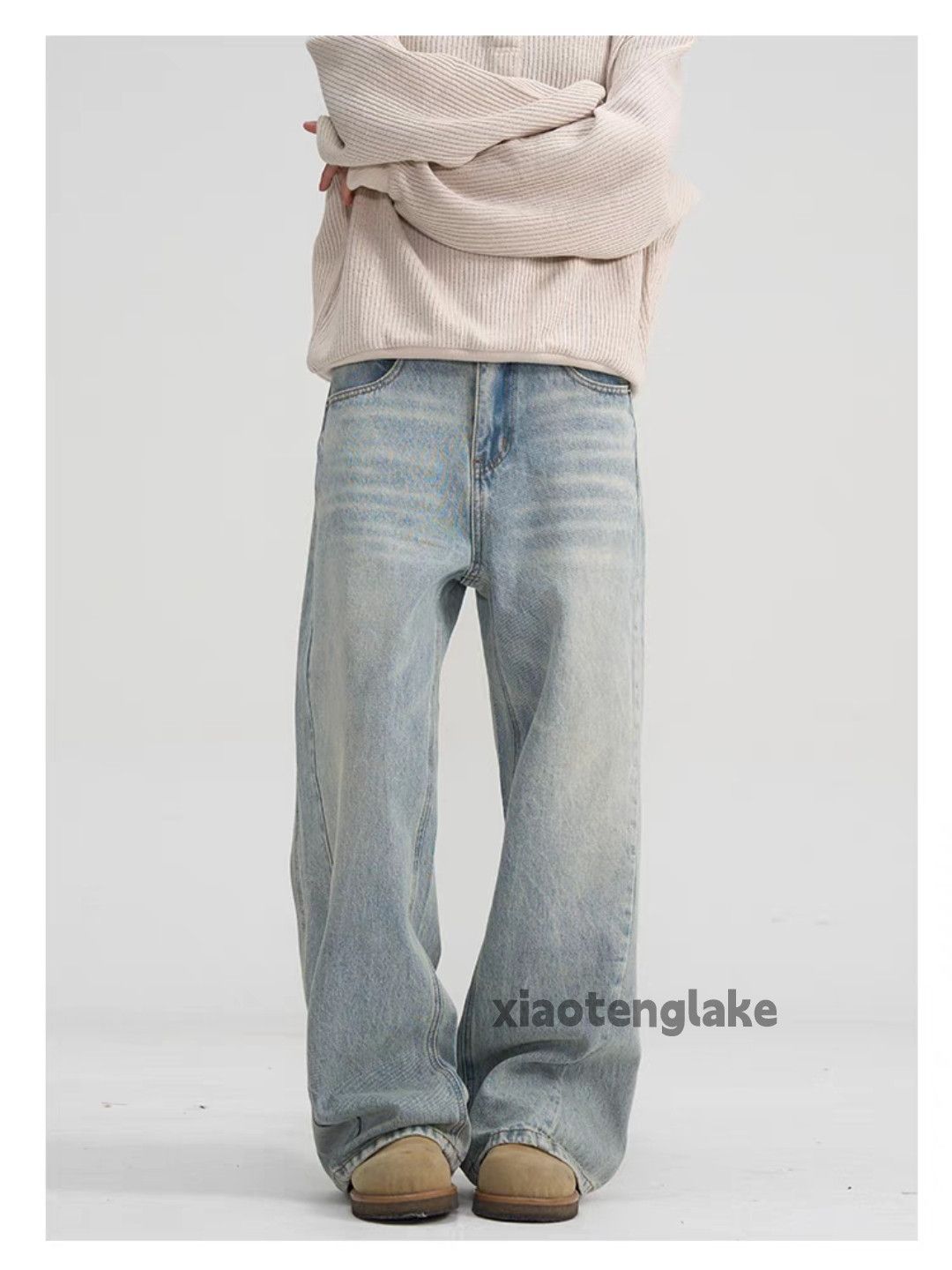 Jean × Vintage washed faded cleanfit yuppie loose baggy patchwork jeans Size US 32 / EU 48 - 5 Thumbnail