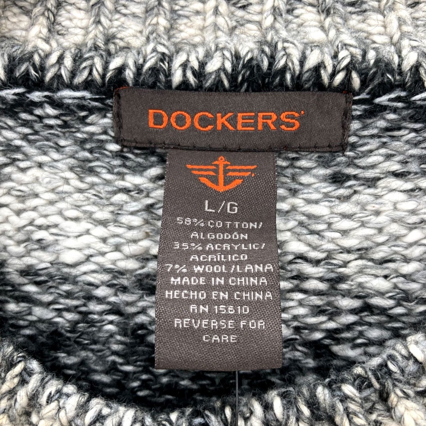 Dockers DOCKERS Wool Blend Sweater Mens Large Black Striped Long Sleeve Casual NWT Size US L / EU 52-54 / 3 - 4 Thumbnail