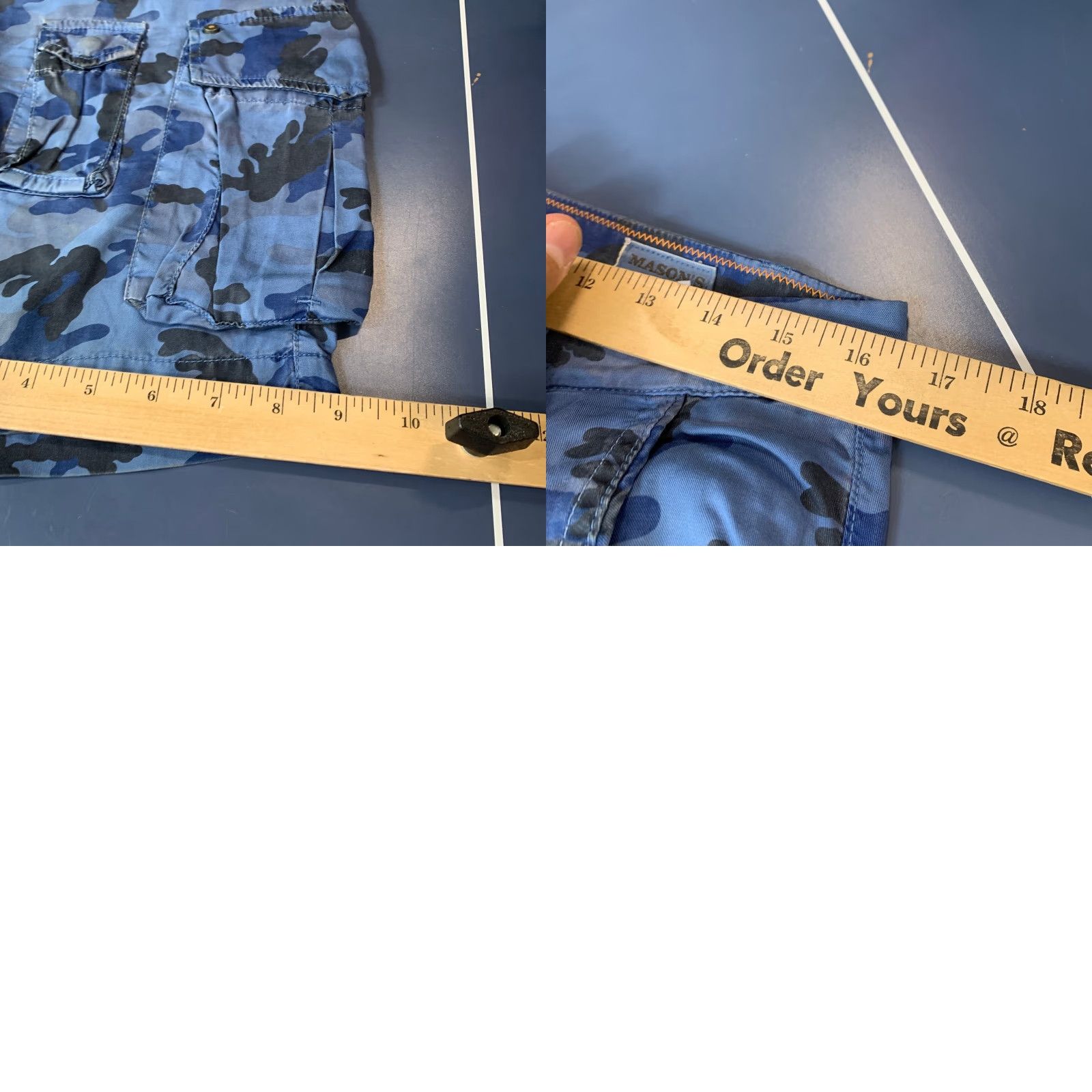 Mason's Mason's Camo Cargo Shorts Mens 30 32x11 Blue Camouflage Realthing Limited Size US 30 / EU 46 - 10 Thumbnail
