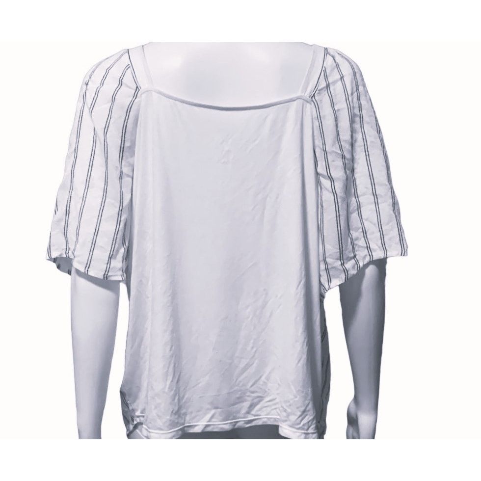 Other A New Day Large Blouse White Black Striped Shirt Top Size L / US 10 / IT 46 - 3 Thumbnail