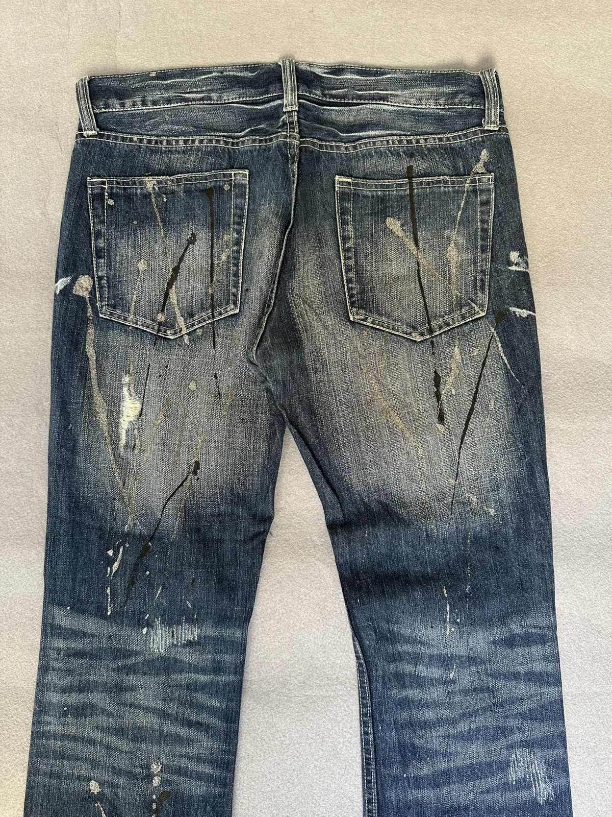 Japanese Brand FLARE Unbranded Splatter Distressed Denim Size US 33 - 8 Thumbnail