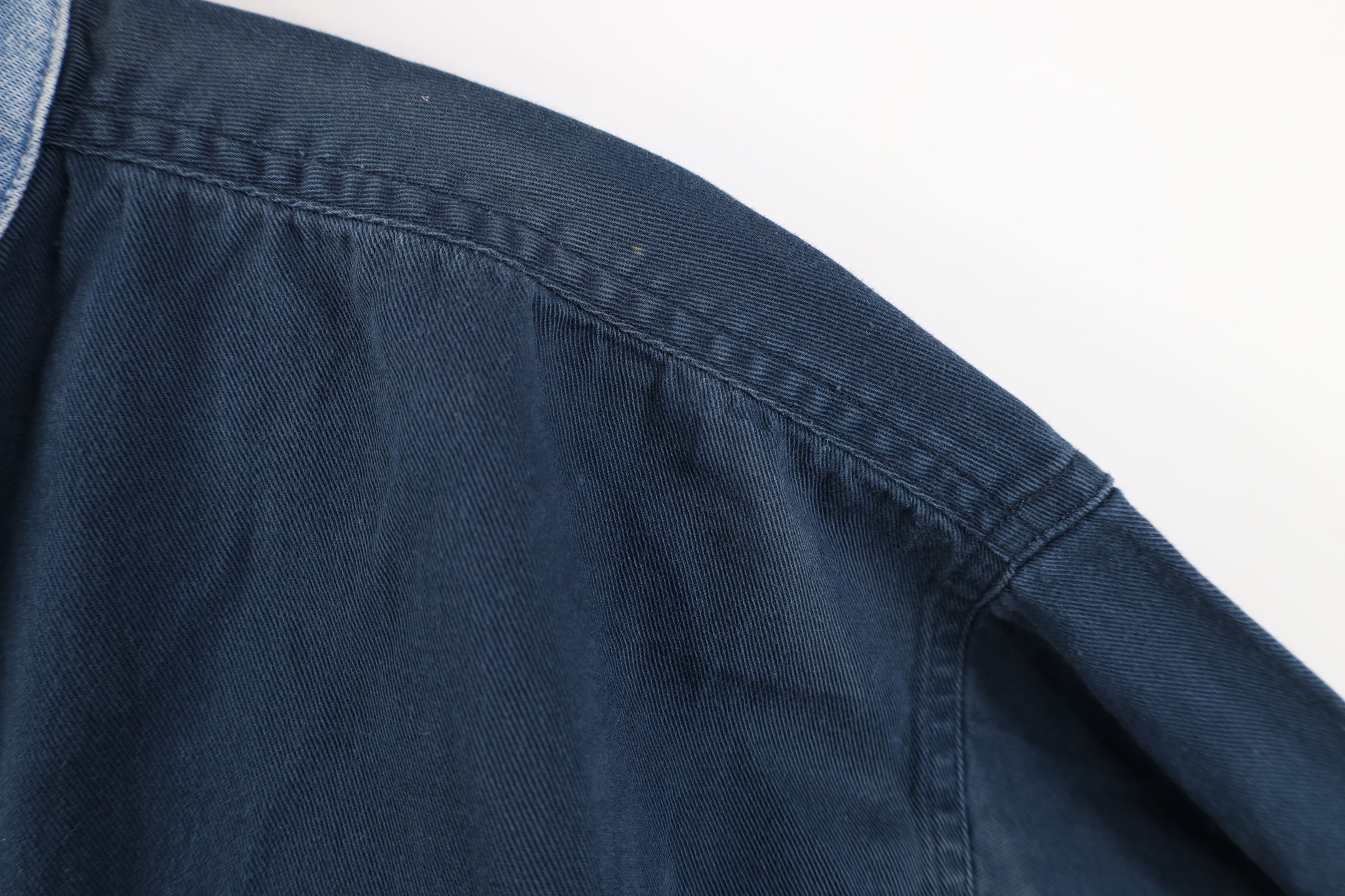 Vintage Vintage 90s Streetwear Twill Denim Band Collar Button Shirt Size US L / EU 52-54 / 3 - 4 Thumbnail