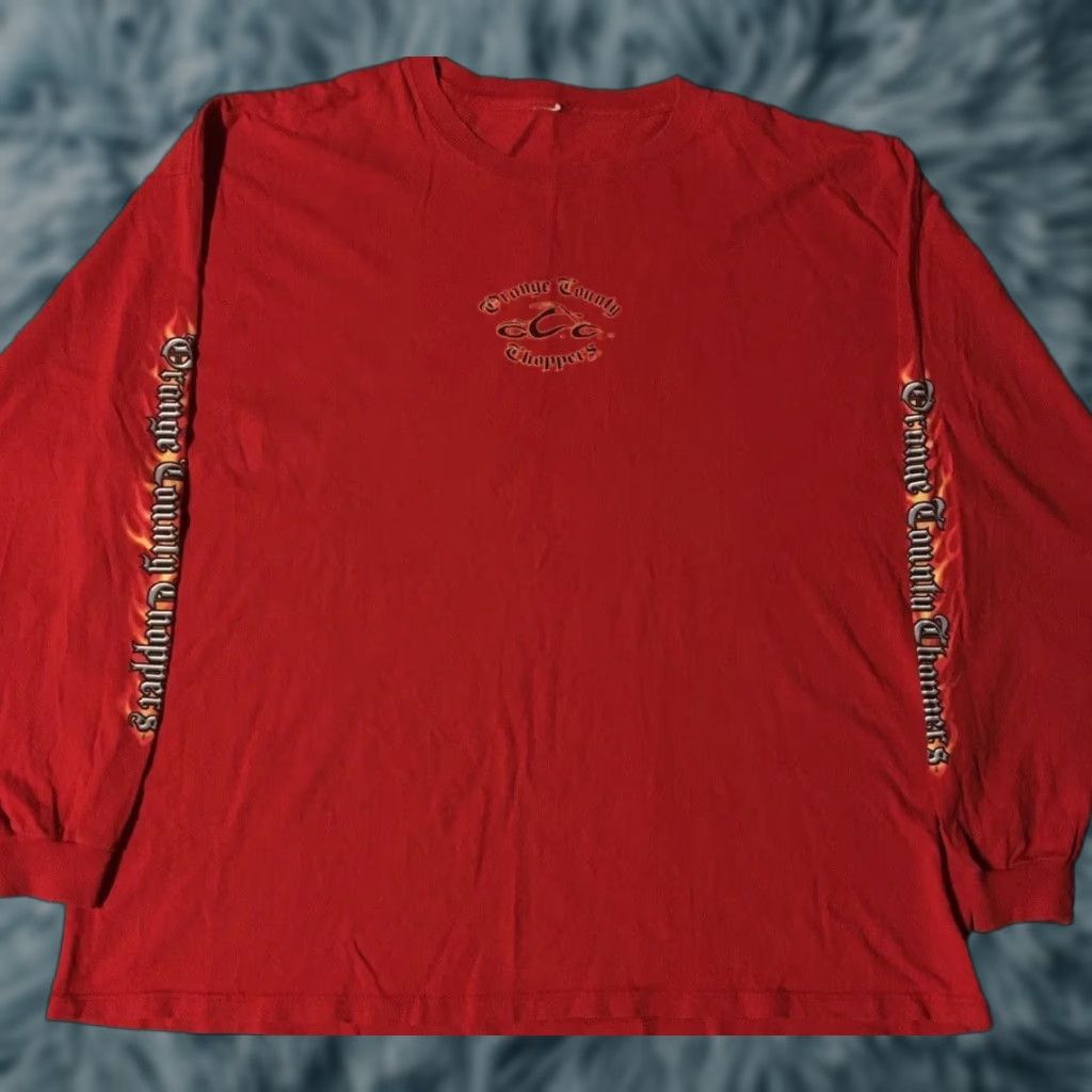 Vtg Orange County Choppers Faded Flames Shirt XXL Biker Grunge Fire 90s Y2K Jnco