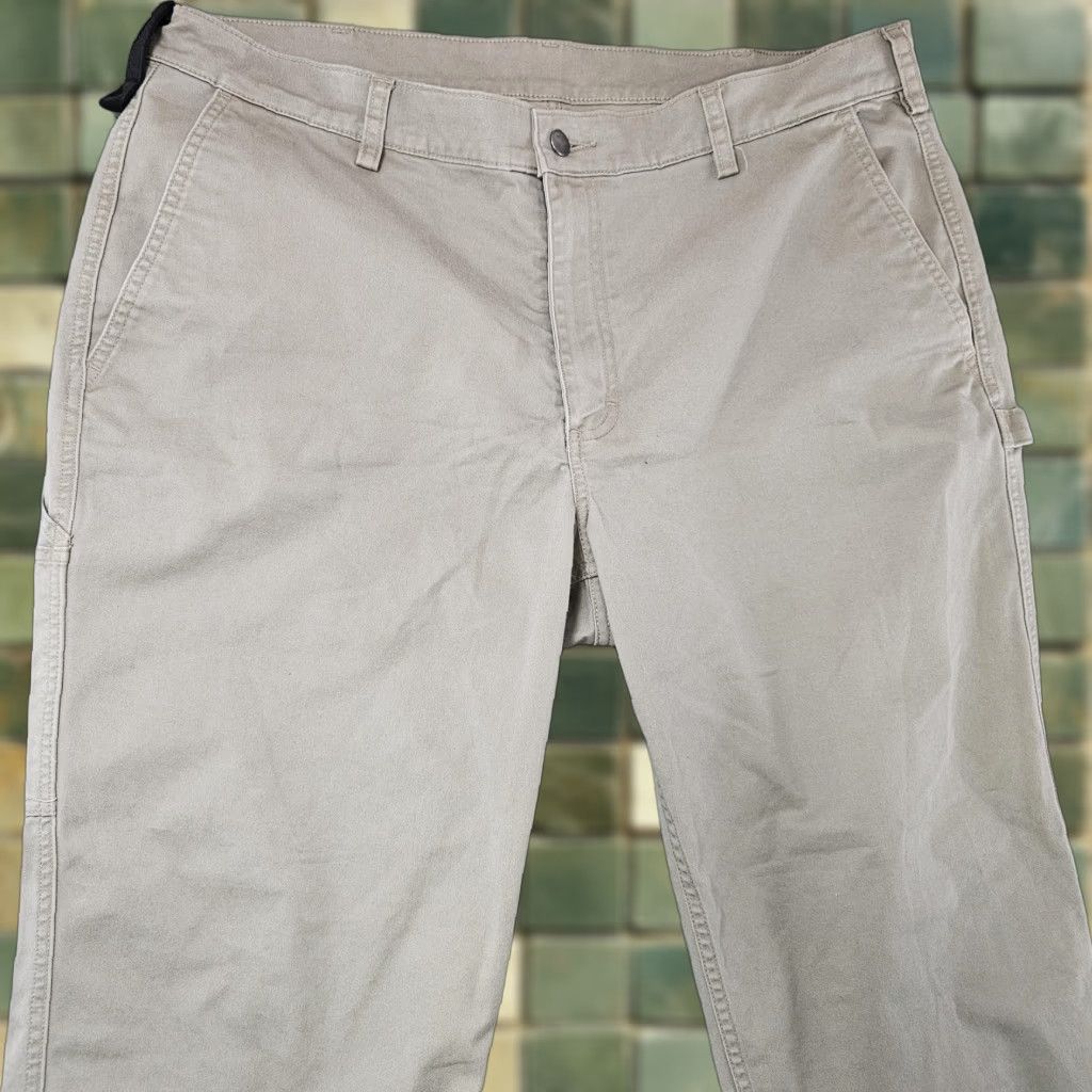 Vintage 40 Grit Carpenter Pants Mens 40x30 Beige Workwear Cotton Spandex Casual Utility Pockets Size US 40 / EU 56 - 1 Thumbnail