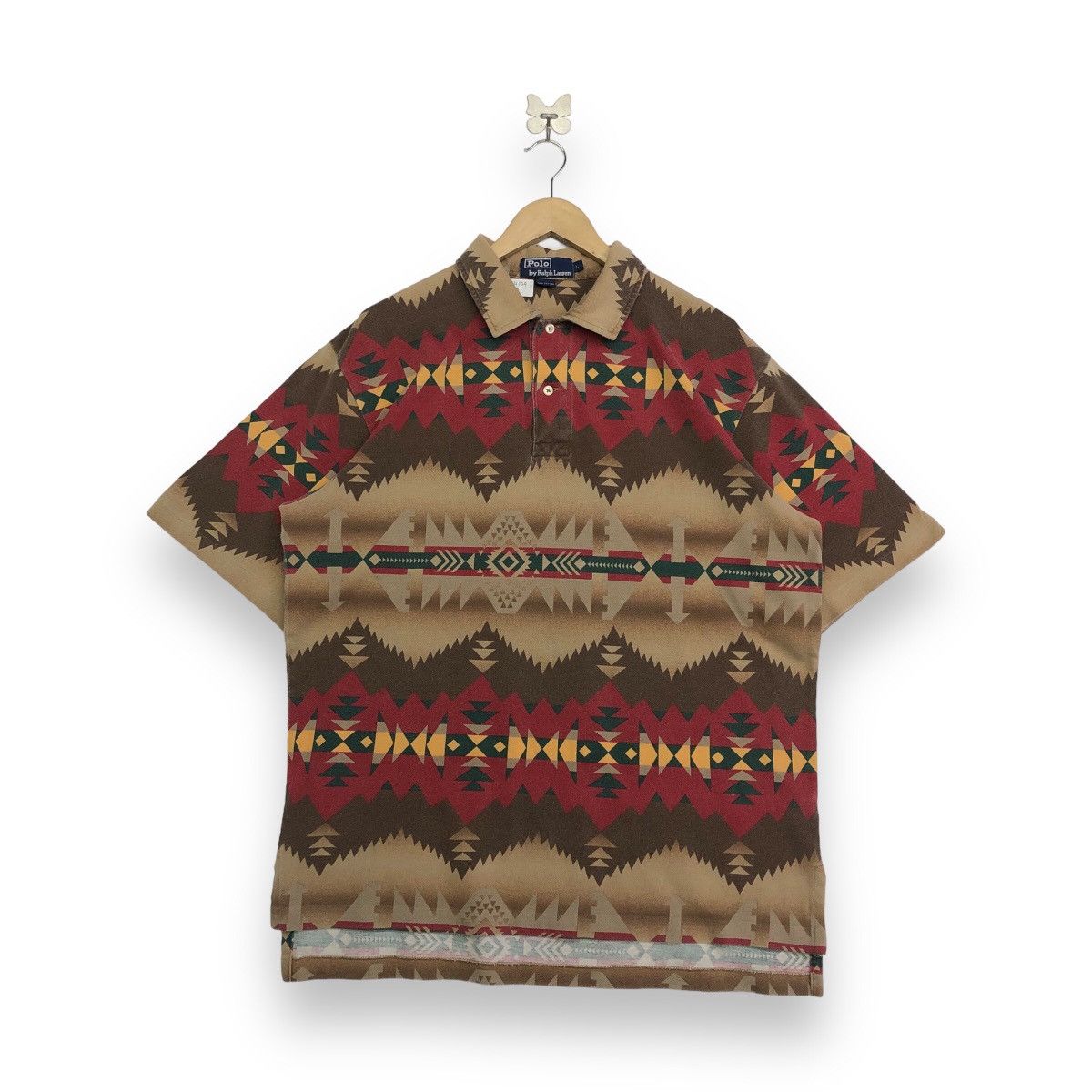 image of Polo Ralph Laurent Navajo Native Polo Shirt in Brown, Men's (Size Large)