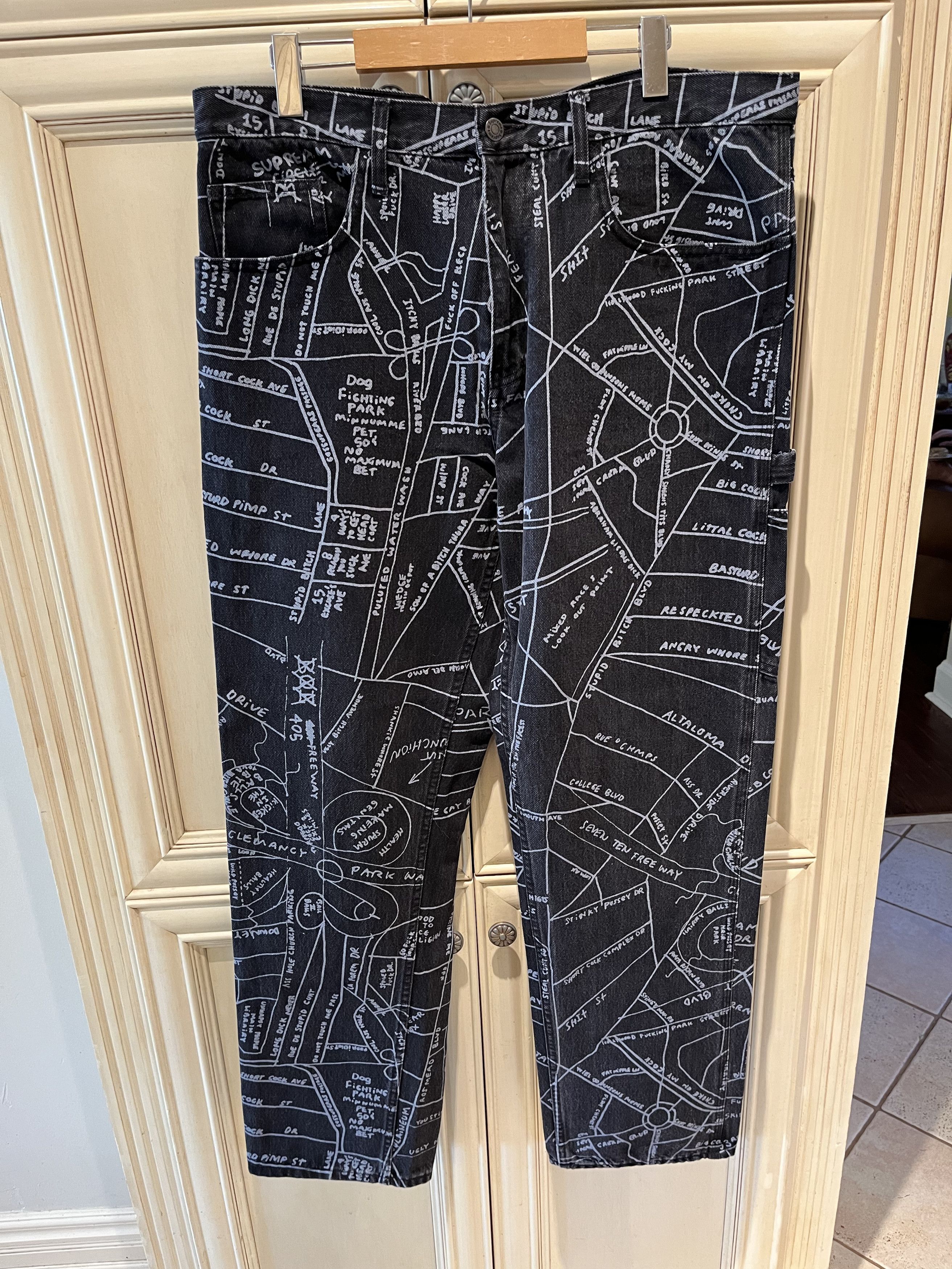 Supreme Supreme x Mark Gonzales Gonz Maps Denim Worker Pant SS/19 | Grailed