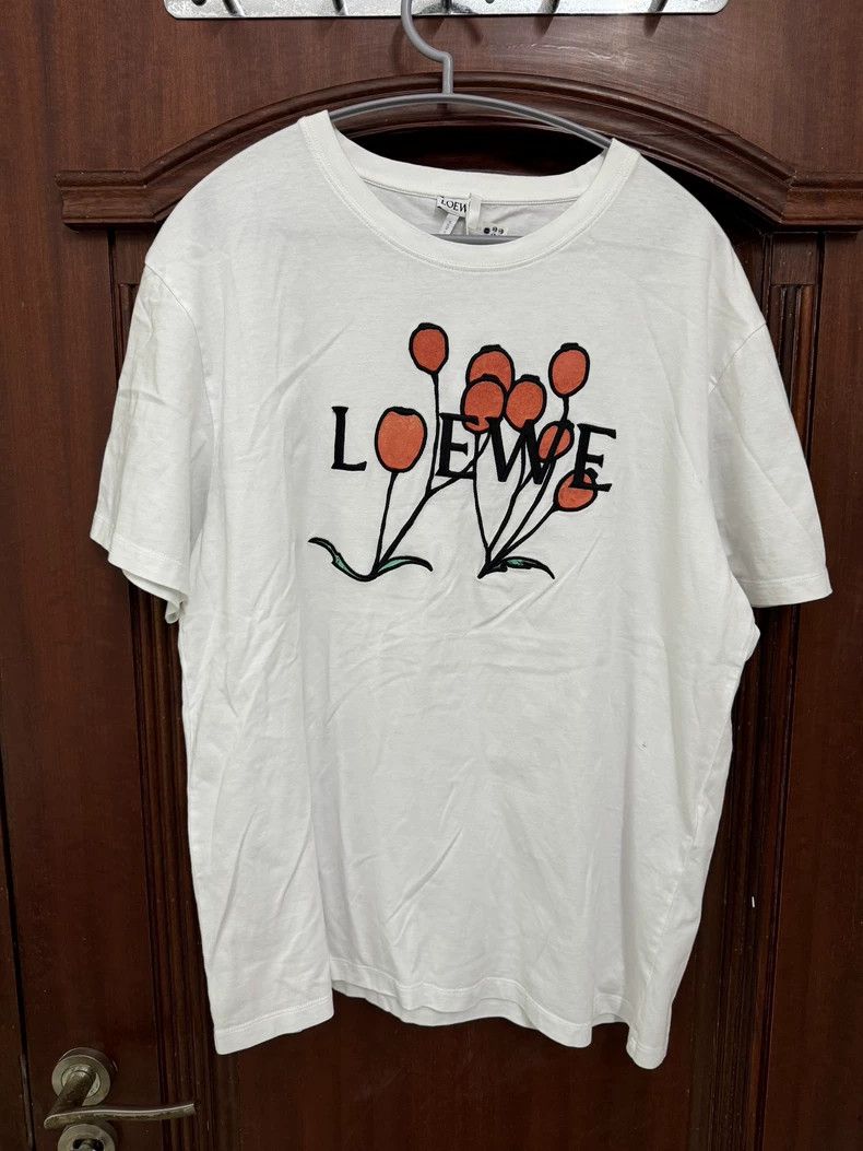 LOEWE Embroidered Flower T-Shirt Size L-dmc