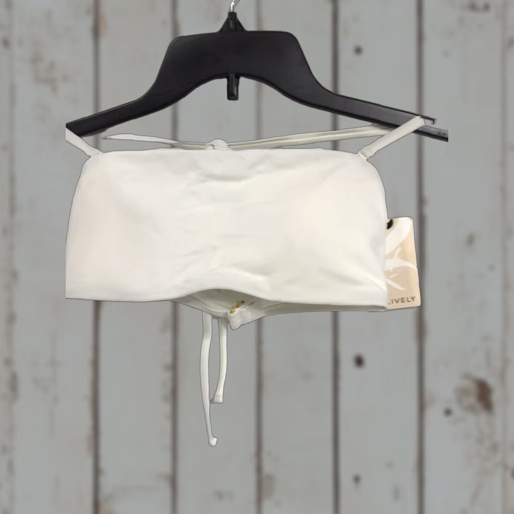 Vintage Lively Women's White Bandeau Swimsuit Top Size S Removable Straps & Pads Nylon Spandex Summer Beach Size S / US 4 / IT 40 - 1 Thumbnail