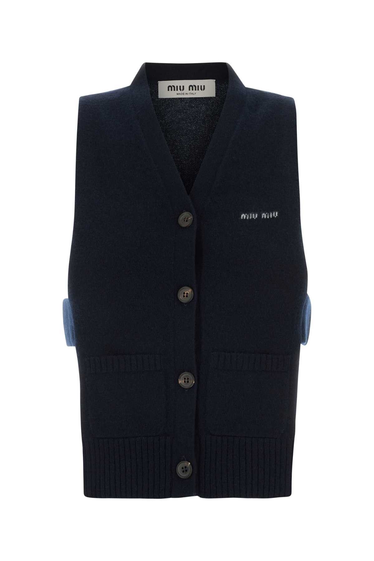 Miu Miu Midnight Blue Cashmere Vest Size M / US 6-8 / IT 42-44 - 1 Thumbnail