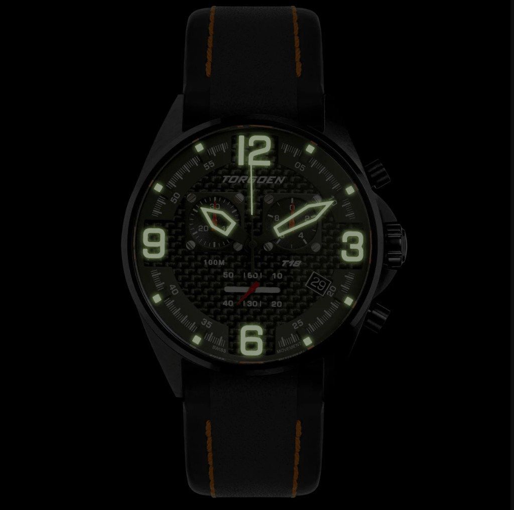 Other New Torgoen TN-1122 T18 Carbon Fiber 45mm Black Leather Str Size ONE SIZE - 4 Thumbnail