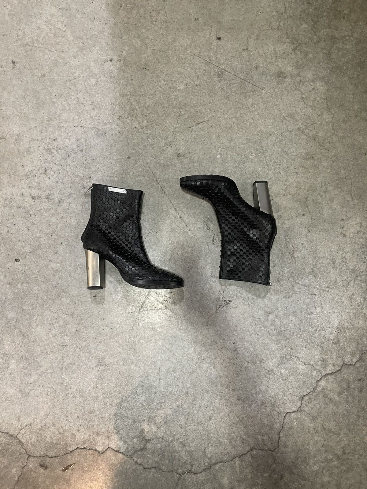 Helmut Lang FW24 Sample Helmut Lang Black Perforated Leather Ankle Boots Size US 10 / IT 40 - 1 Thumbnail