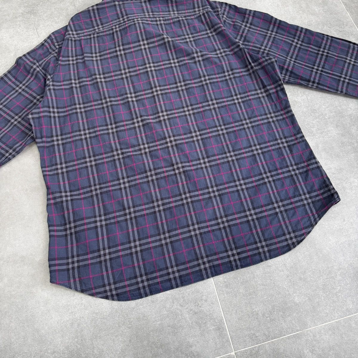 Burberry Burberry Brit Nova Check Blue Button Shirt Long Sleeve Size US XL / EU 56 / 4 - 20 Thumbnail