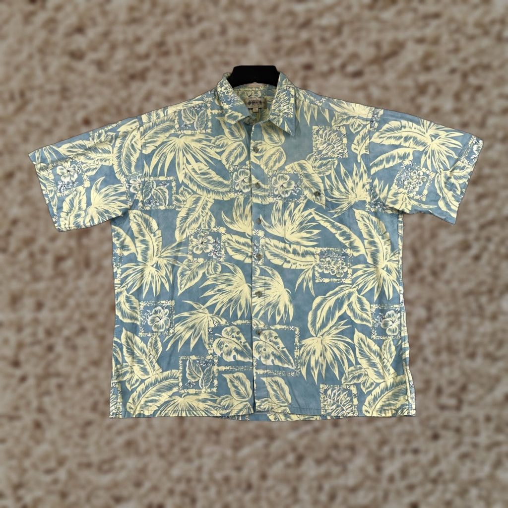 Vintage Campia Moda Shirt Mens XL Blue Button-Up Hawaiian Floral Leaf Cotton Size US XL / EU 56 / 4 - 1 Thumbnail