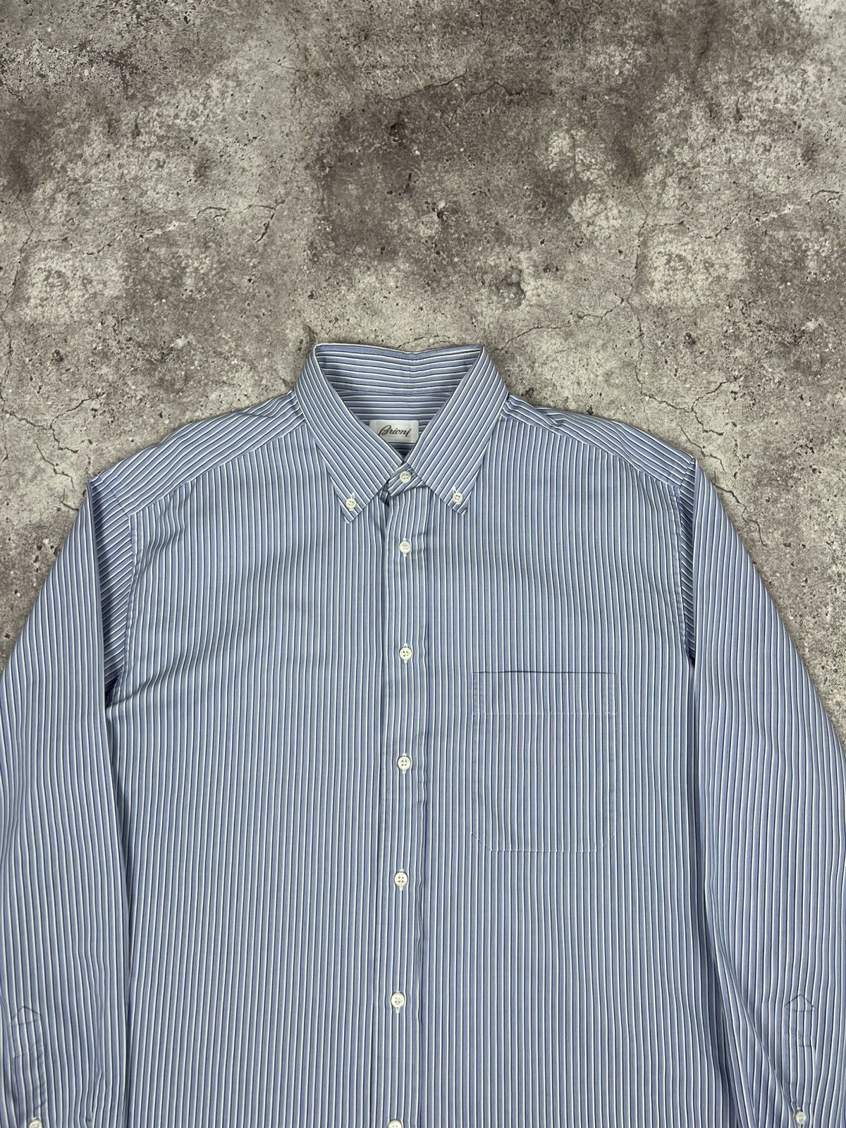 Brioni Brioni Striped Button Up Shirt Long Sleeeve Classic Size US XL / EU 56 / 4 - 4 Thumbnail