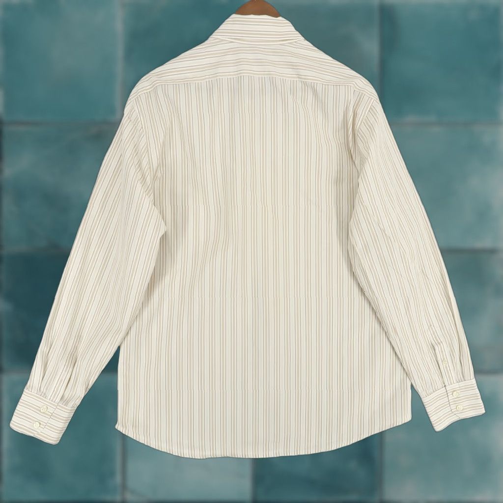 Theory Theory Shirt Mens XL Beige Striped Button-Up Long Sleeve Button Size US XL / EU 56 / 4 - 1 Thumbnail