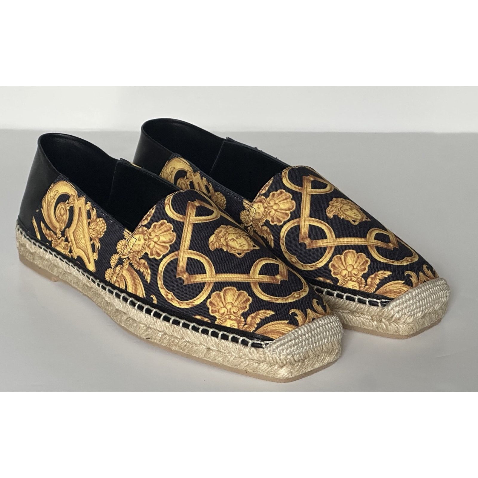 Versace VERSACE Barocco Gold/Black Canvas Espadrilles 11 1014774 Size US 11 / EU 44 - 1 Thumbnail