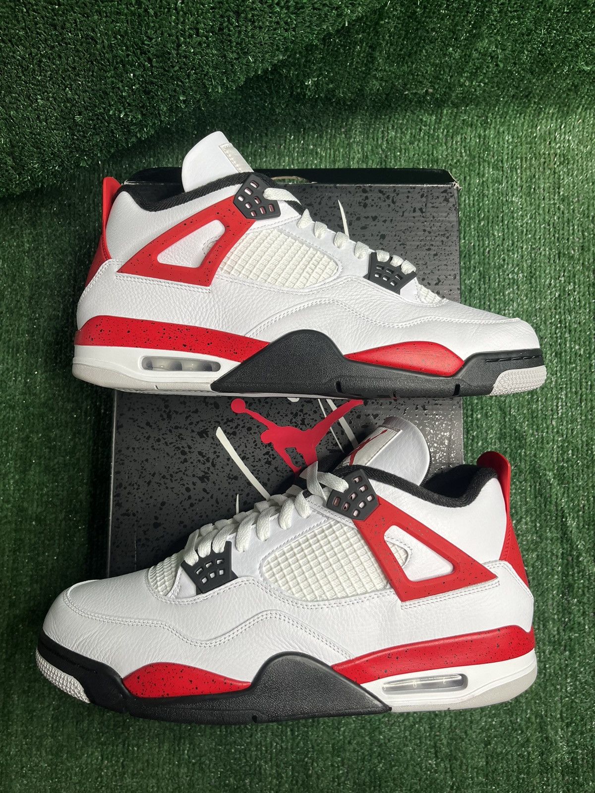 image of Air Jordan Red Cement 4 Shoes in White, Men's (Size 13)
