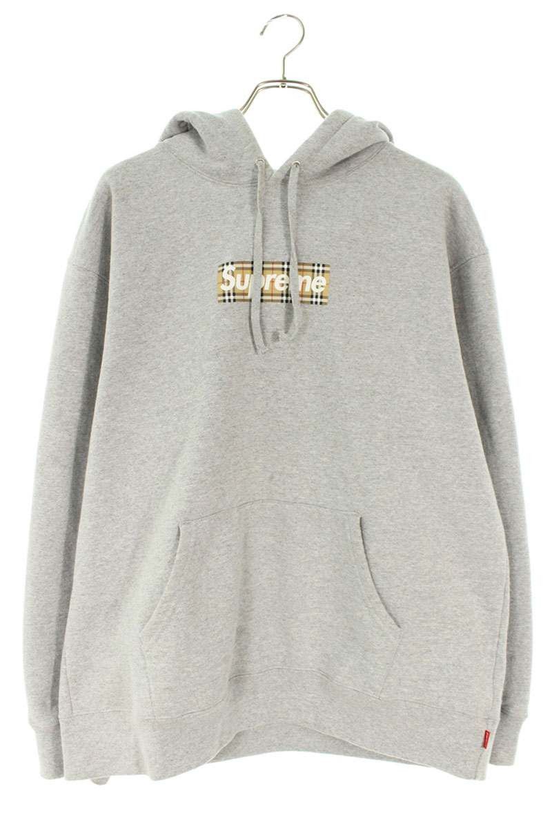 Burberry × Supreme Supreme x Burberry Box Logo Hoodie Grey