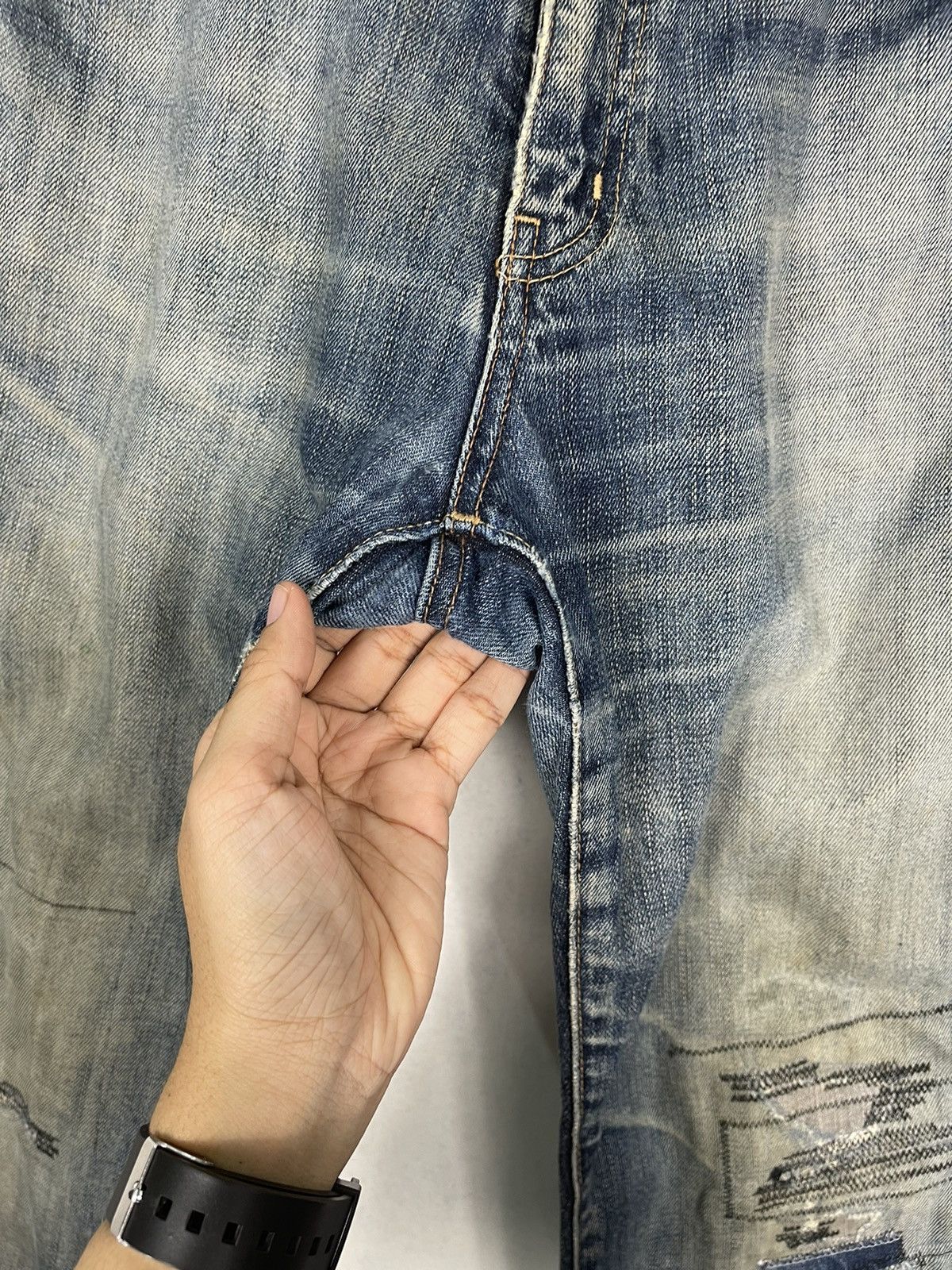 Japanese Brand UNIQLO PATCHWORK JEANS ZIPPER FLY Size US 31 - 9 Thumbnail