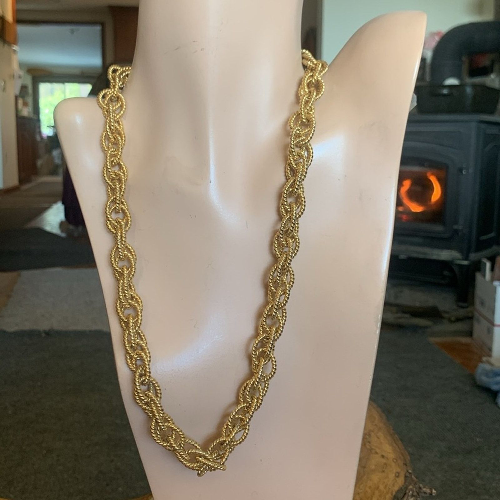 Vintage Chunky heavy braided rope links golden necklace Size ONE SIZE - 4 Thumbnail