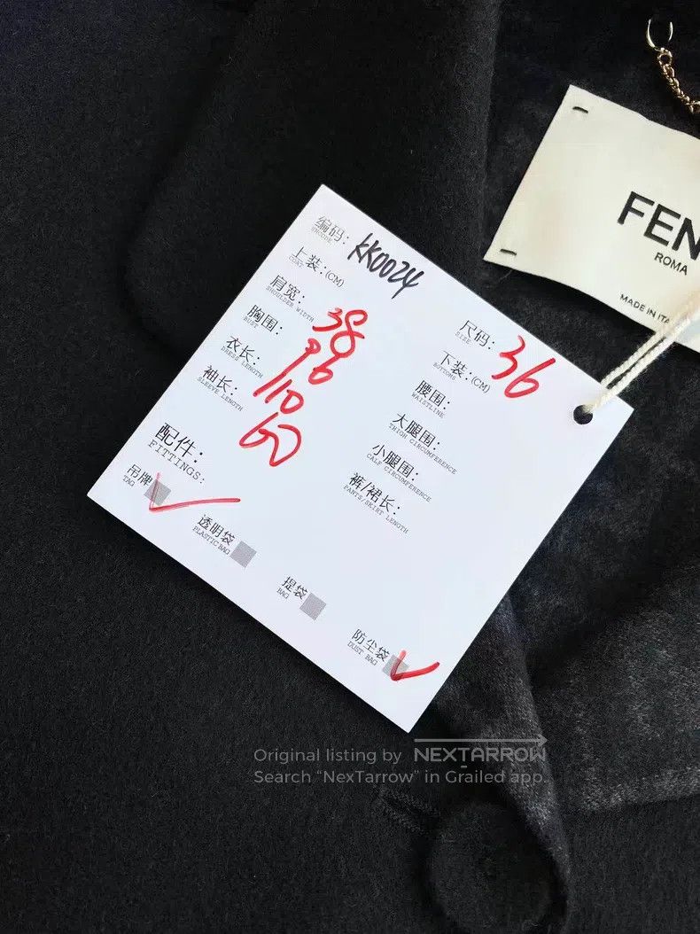 Fendi Fendi 23ss Black and Gray Lined Monogram Print Belted Wool Size XS / US 0-2 / IT 36-38 - 8 Thumbnail