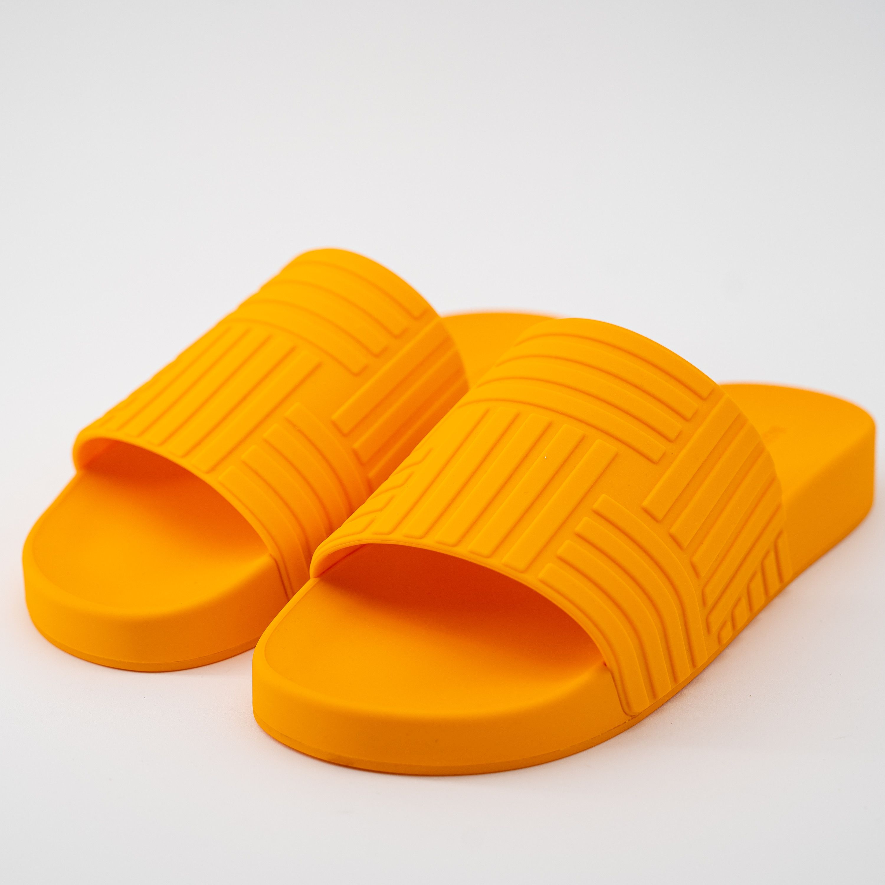 Bottega Veneta 37 7 us Bottega Veneta Rubber Slide Sandals Orange Tangerine Size US 7 / IT 37 - 1 Thumbnail