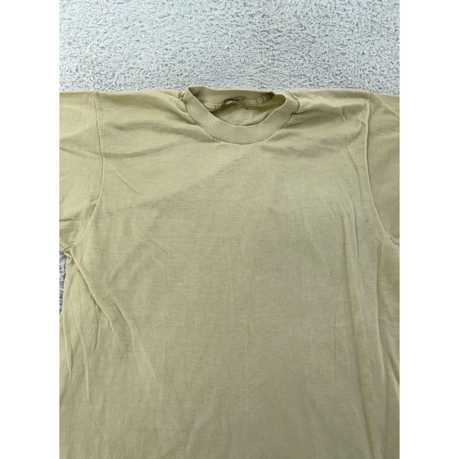 Vintage VINTAGE Screen Stars T-Shirt Mens S Tan USA Short Sleeve Crew Neck Cotton, Polyester Breathable, Easy Care, 80s, Single Stitch, Tan, White? Size US S / EU 44-46 / 1 - 2 Thumbnail