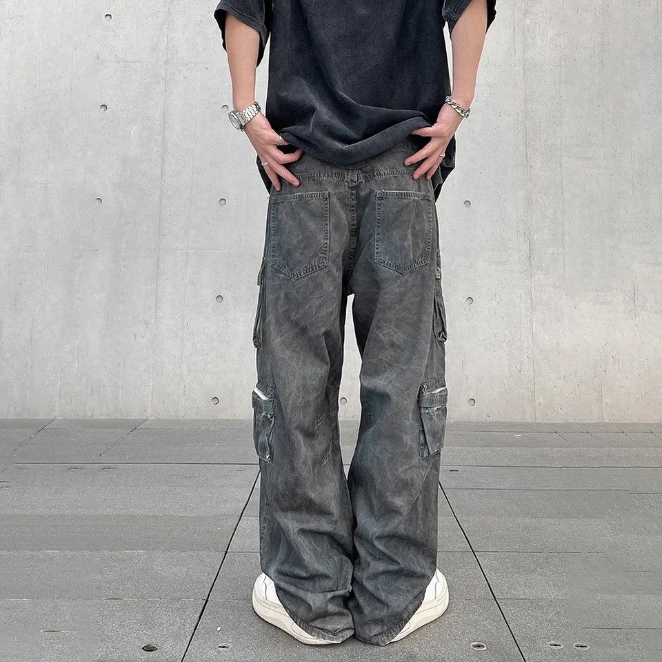 Cargo Jeans Multi-pocket Baggy Denim Pants Straight-leg