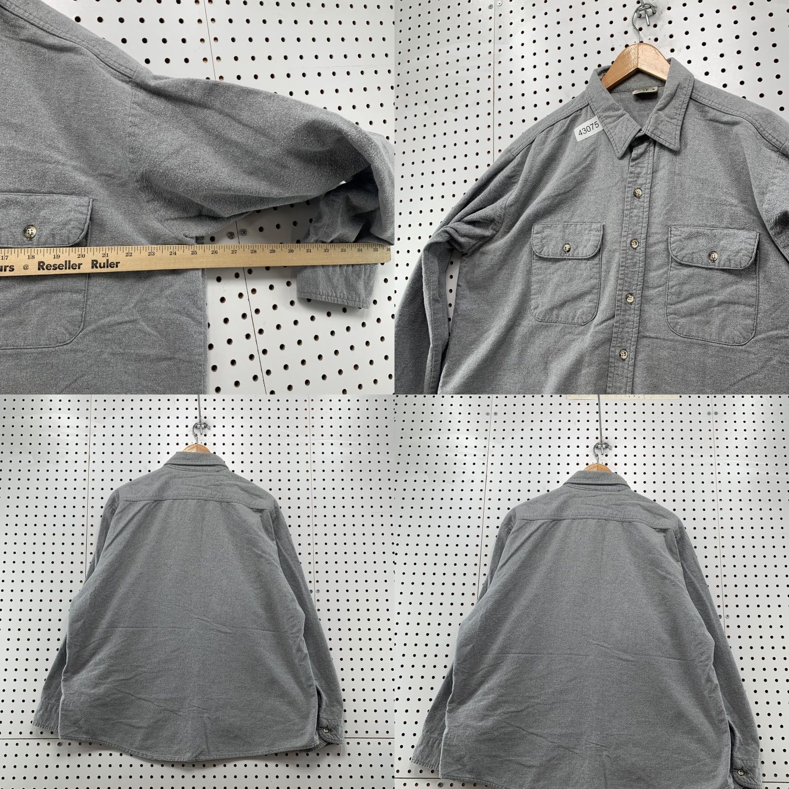 Vintage VINTAGE Five Brother Button-Up Shirt Mens Gray Long Sleeve Chamois Shirt Size US L / EU 52-54 / 3 - 8 Thumbnail