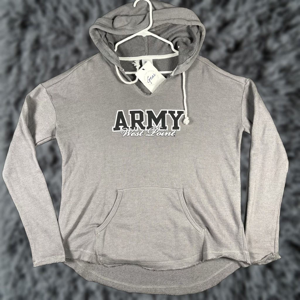 Vintage Gear Army West Point Distressed Hoodie Gray L NWT Cropped Pullover Hoodie Mens Sports Grunge 90s 80s Pockets Hooded Distressed Size US L / EU 52-54 / 3 - 1 Thumbnail
