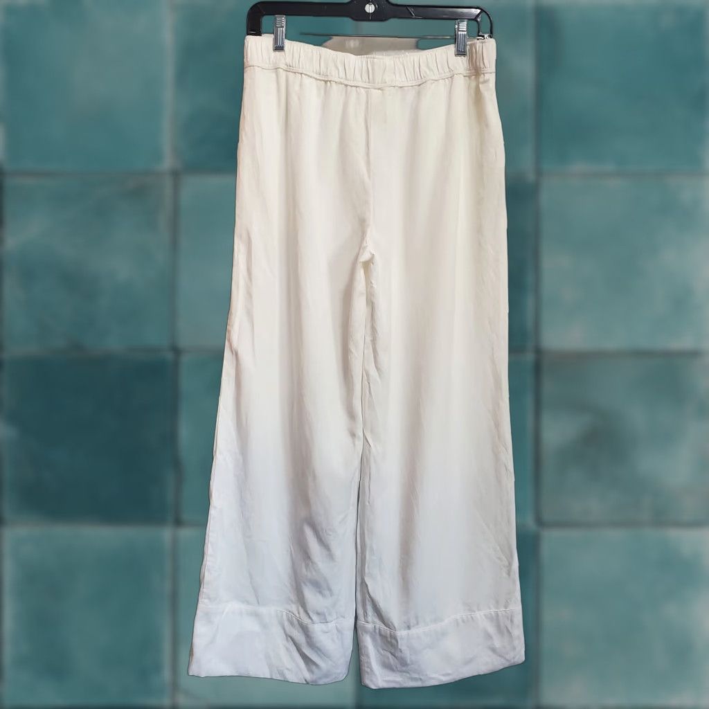 Vintage Cozy Earth Pajama Pant Women S White Pull On Wide Leg Lounge Pockets Flaw Size 28" / US 6 / IT 42 - 1 Thumbnail