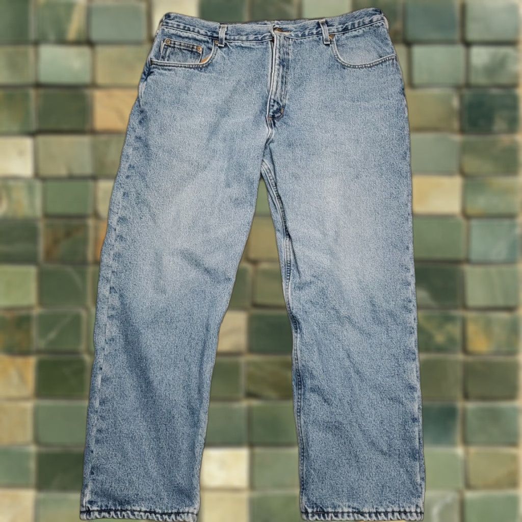 Carhartt VINTAGE Carhartt Jeans Men 40x30 Blue Denim Black Lined Outdoor Work B155 DST Pants Size US 40 / EU 56 - 1 Thumbnail