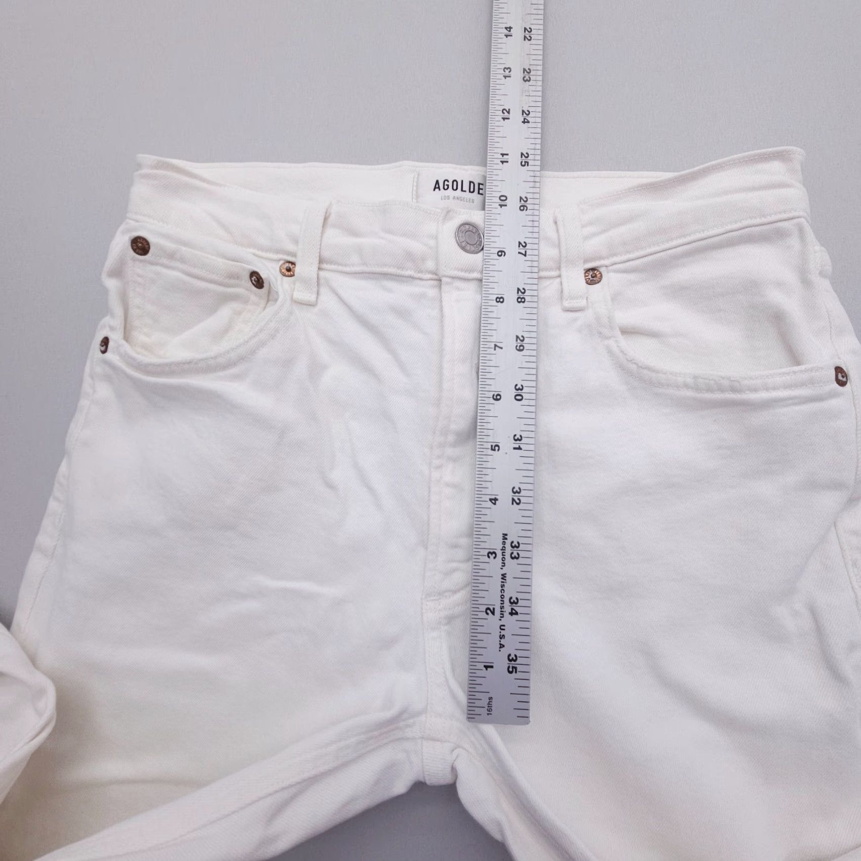 Agolde AGOLDE Willow Mid Rise Slim Straight Cropped Jeans Women 27 White Light Wash Denim 5-Pocket Stretch Size 27" / US 4 / IT 40 - 5 Thumbnail