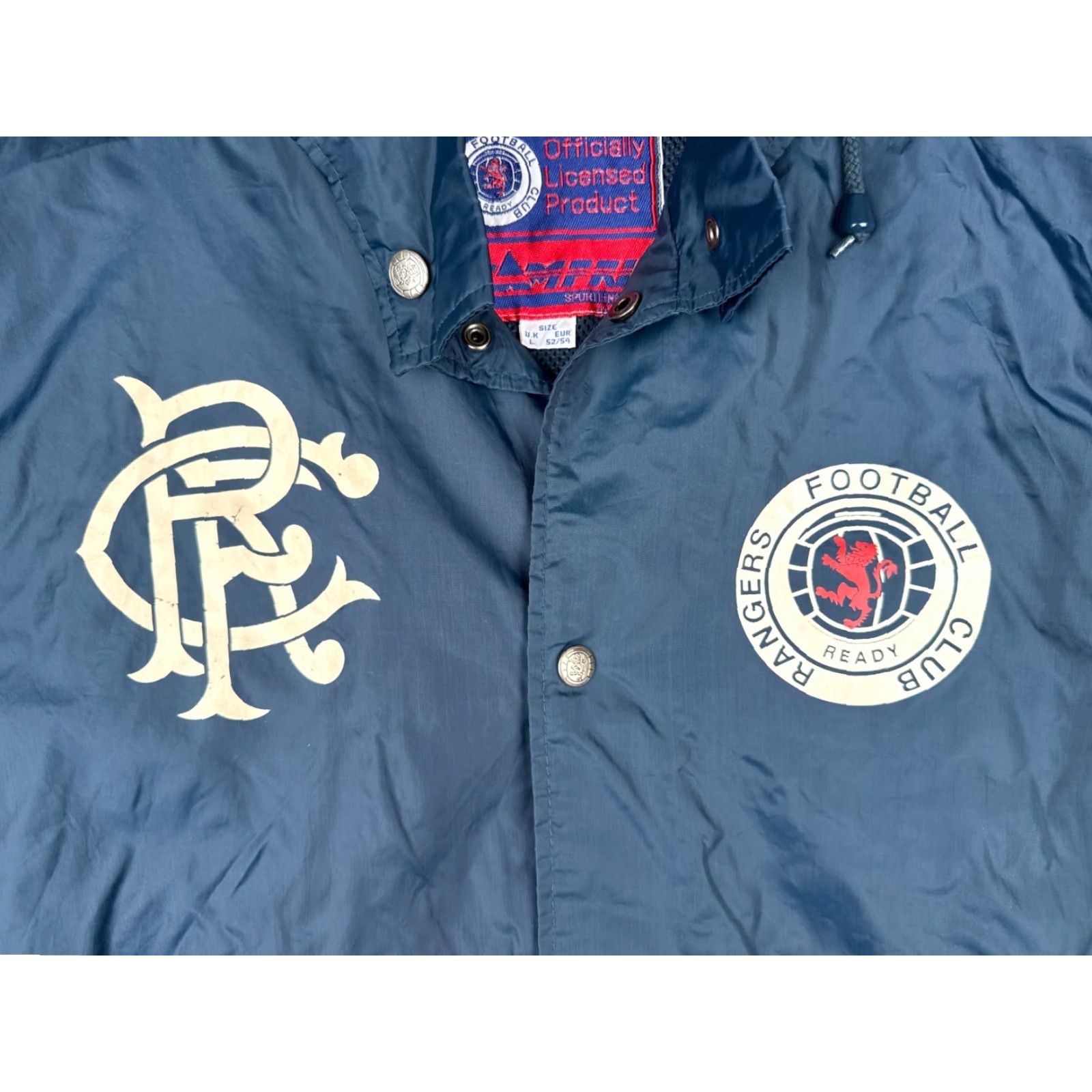 Vintage Glasgow Rangers Football Club Jacket Mens Large Blue Button Up Nylon Hooded Size US L / EU 52-54 / 3 - 6 Thumbnail