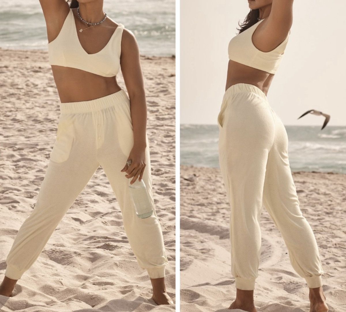 Anthropologie Anthropologie Terrycloth Joggers & Bra Set, Size L Size 36" / US 14 / IT 50 - 1 Thumbnail