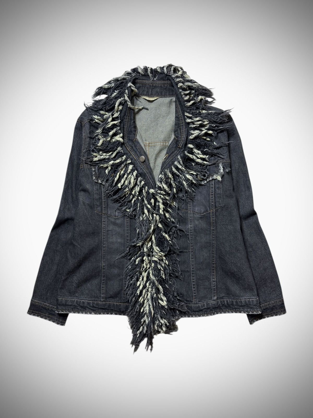Japanese Brand 2000’s Petit a Petit - Denim Rip Fringe Size L / US 10 / IT 46 - 1 Thumbnail