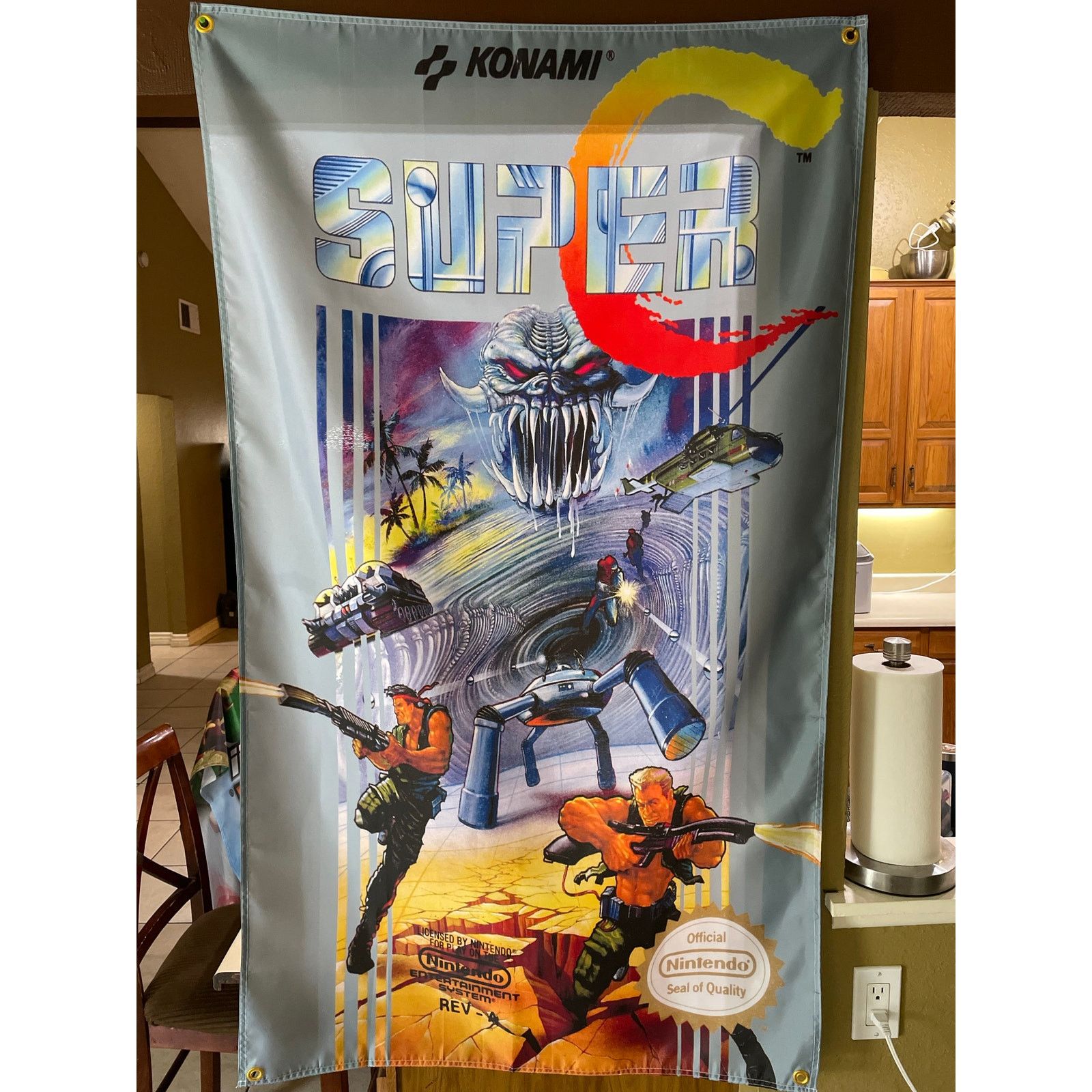 Nintendo Super C Nintendo NES 5ft Box Art Flag 1990 Contra Konami Size ONE SIZE - 1 Thumbnail