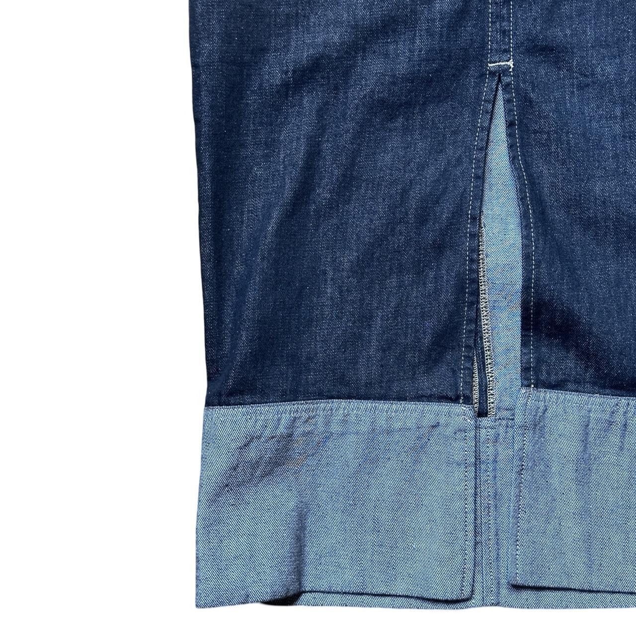 Zara New Zara indigo colorblocked denim slit skirt size Small Size 30" / US 8 / IT 44 - 3 Thumbnail