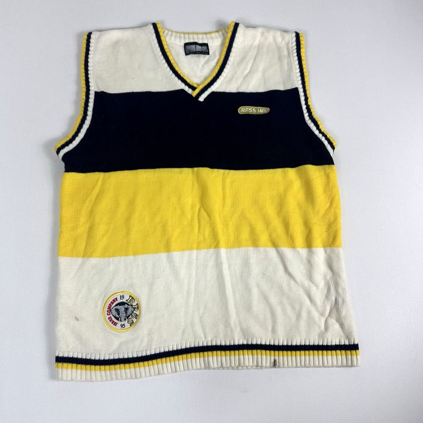 Vintage VINTAGE RP55 Sweater Mens 2XL Knit Vest Hip Hop Y2K Striped sleeveless Size US XXL / EU 58 / 5 - 2 Thumbnail
