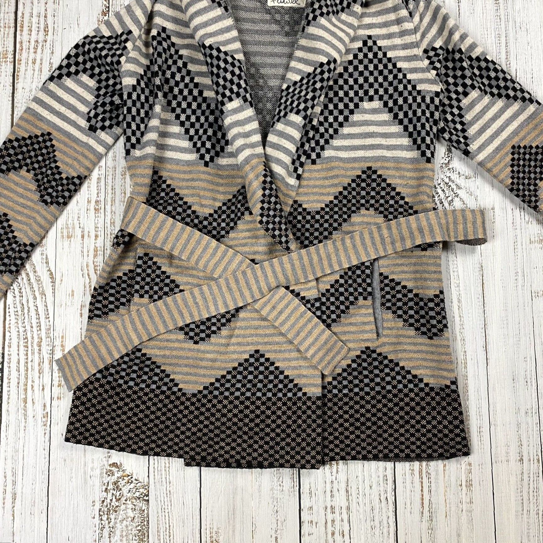 Anthropologie Anthropologie Field Flower Women’s Cardigan Sweater M Long Sleeve Striped Chevron Wool Multicolor Aztec Fall Winter Size M / US 6-8 / IT 42-44 - 4 Thumbnail
