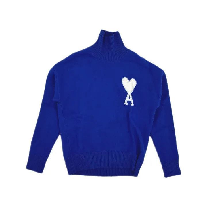 AMI AMI Blue Logo Knit Turtleneck Sweater -2507 Size US M / EU 48-50 / 2 - 2 Thumbnail