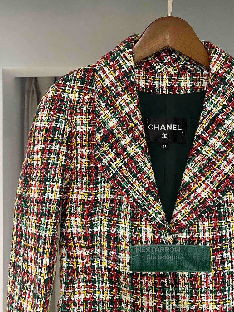 Chanel Chanel Data centre white red green mosaic Velcro jacket Size XXS / US 00 / IT 34 - 2 Thumbnail