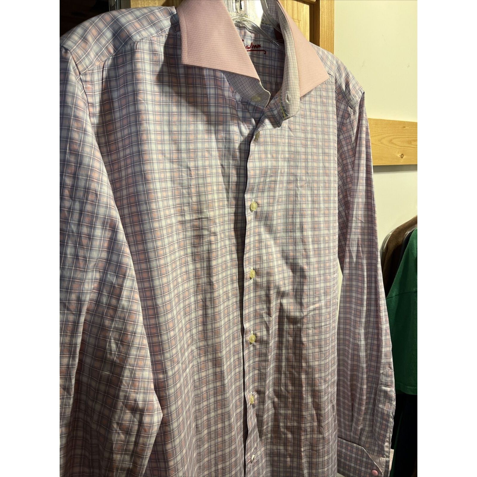 Robert Graham Robert Graham Men’s M 15.5 39 Pink Check Button Cotton Shirt Size US M / EU 48-50 / 2 - 6 Thumbnail