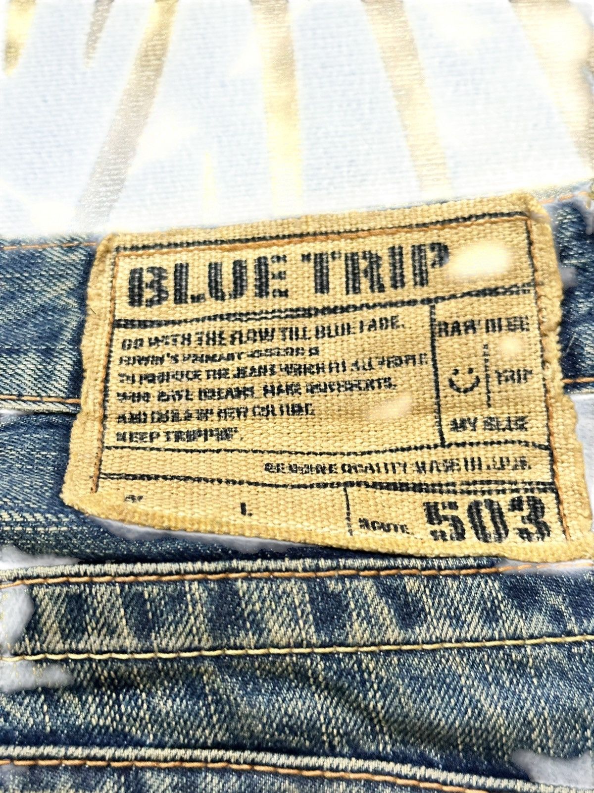 Edwin Vintage Edwin Blue Trip Mudwash Slim Fit Distressed Denim Size US 31 - 7 Thumbnail