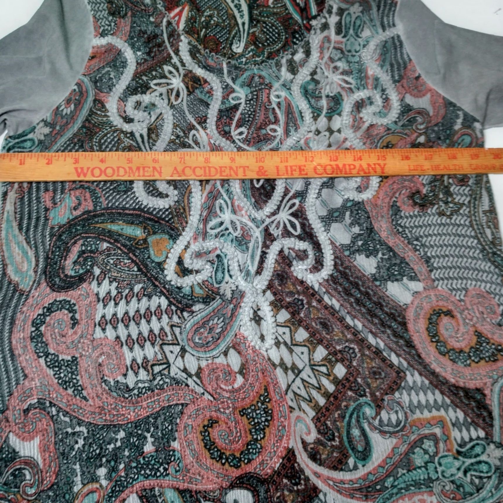 Soft Surroundings SOFT SURROUNDINGS Tunic Top Shirt Women Small Gray Paisley Embroidered Lace Trim Bohemian Size S / US 4 / IT 40 - 4 Thumbnail